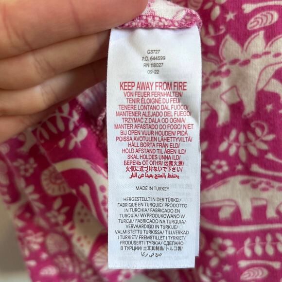 Mini Boden Pink and White Dinosaur Print Dress - Picture 8 of 9